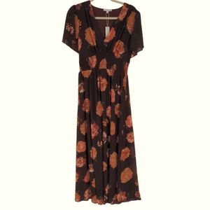 Baltic Born Floral Maxi Dress - Brown and Orange